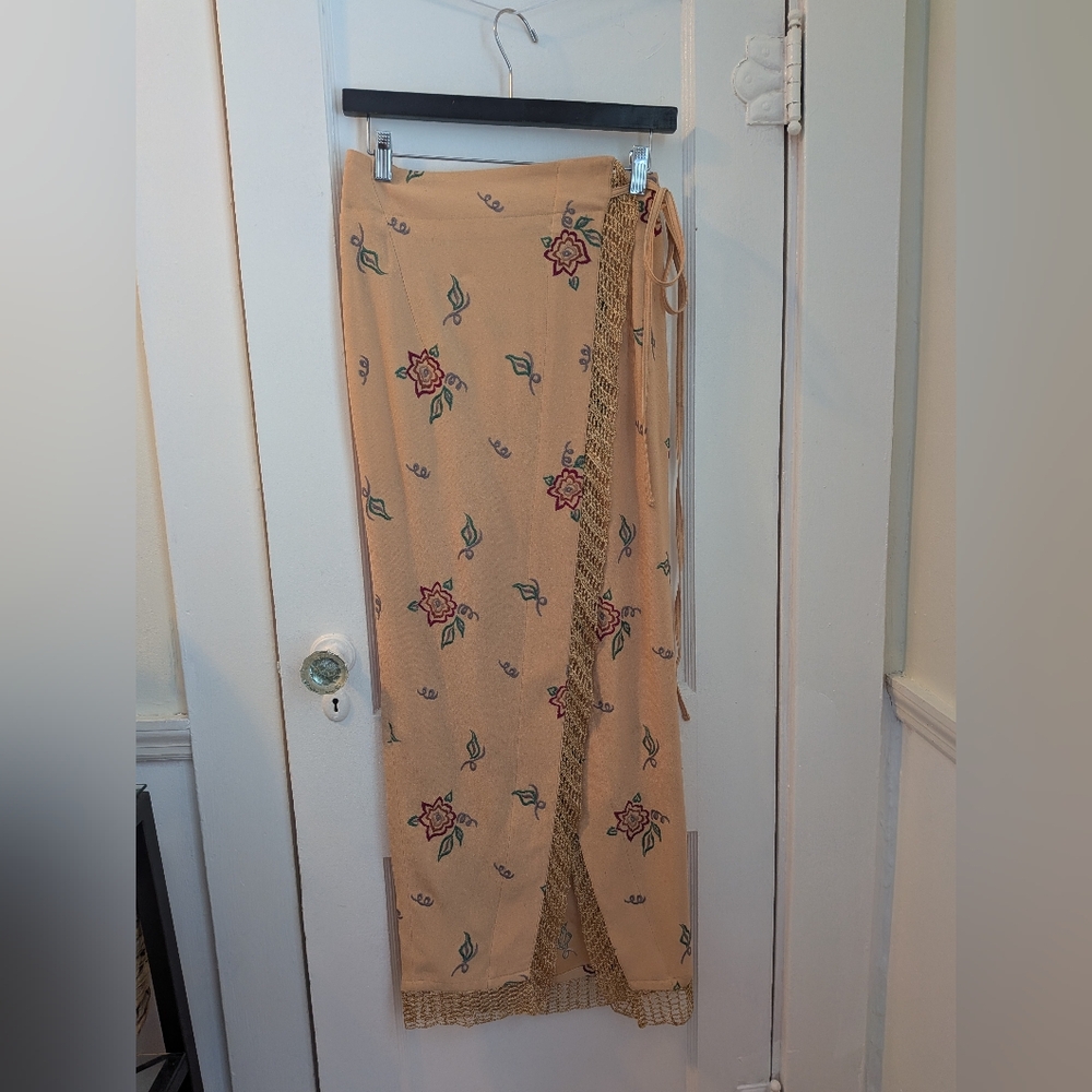 Vintage Zelda Floral Embroidered Wrap Skirt - Size S